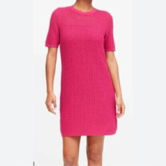 NWT Banana Republic Fuchsia Pink Pointelle Knitted Dress - Picture 1 of 10